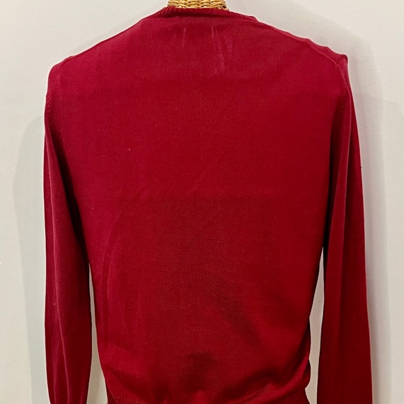 Men's V Neck Maroon Red Cotton Sweater By Express - NEW - Size Large - Picture 5 of 8